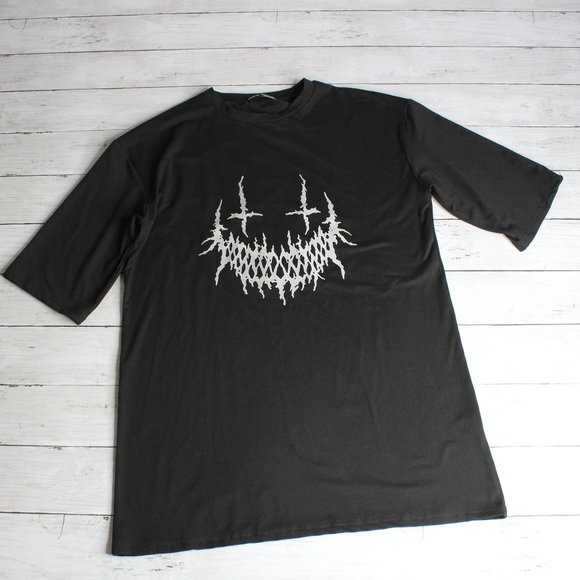 Shein Men's Halloween Athletic T Shirt Size XS Scary Haunted Face Black - Picture 1 of 3